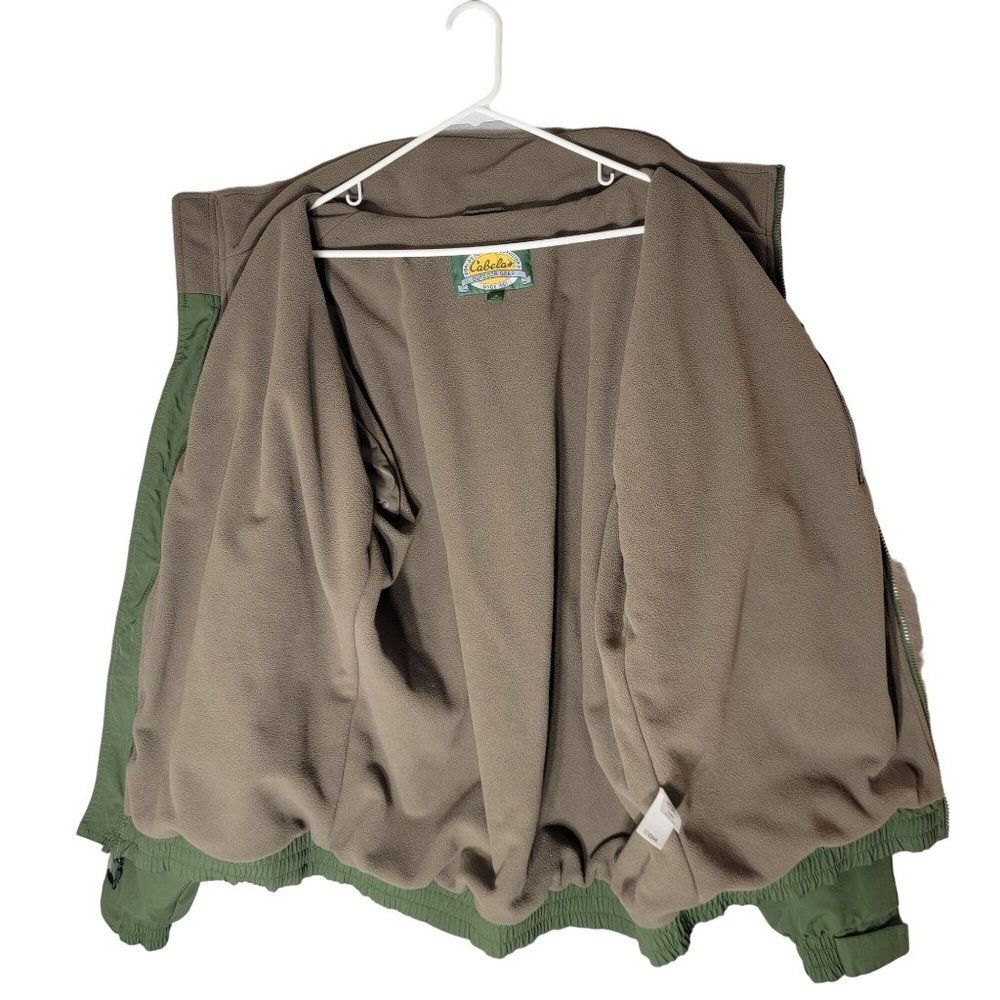 Cabelas Nylon Coat Jacket Mens‎ LT Fleece Lined Full Zip Pockets Mock Neck Green - Picture 9 of 15